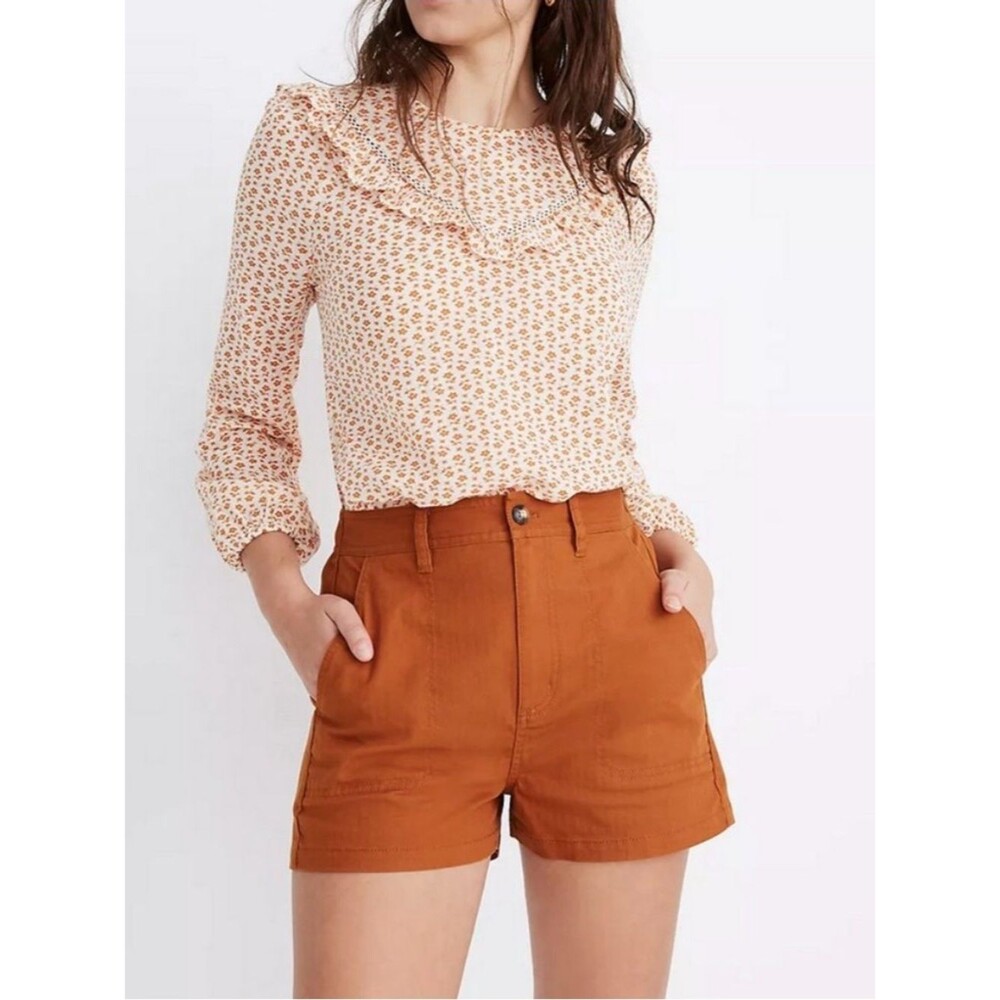 Madewell Burnt Sienna Camp Shorts NWT Size Small Summer Vacation Casual Festival